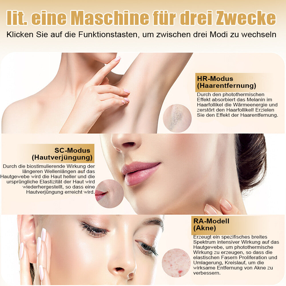 3-in-1 Ice Cooling Laser Hair Removal Device Painless & Permanent