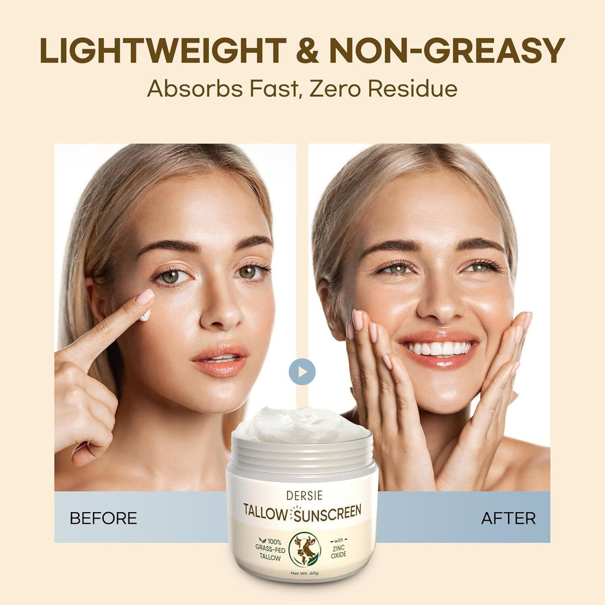 Natural Beef Tallow Sunscreen with Zinc Oxide - Skin Protection Balm