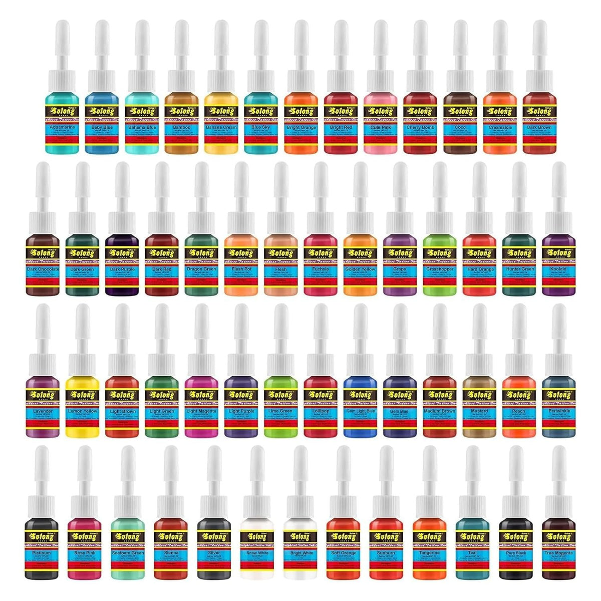 Tattoo Ink Set 54 Full Colors – Skin Candy Professional Pigment for Outlining Shading