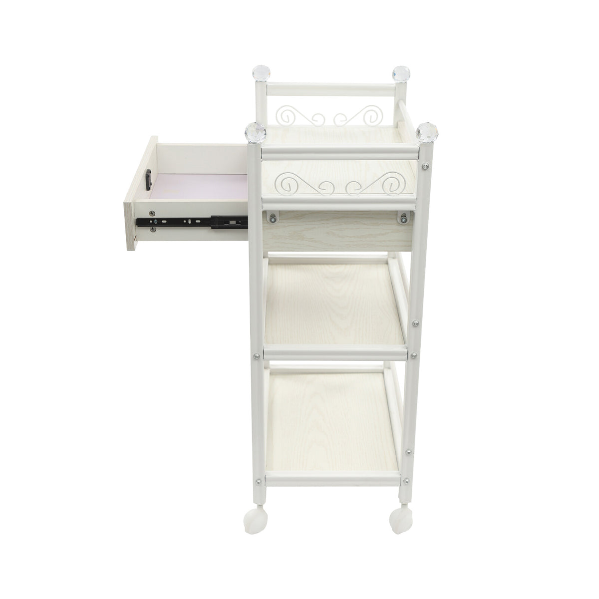 Salon Storage Cart with Drawer, 3-Tier Mobile Organizer, White