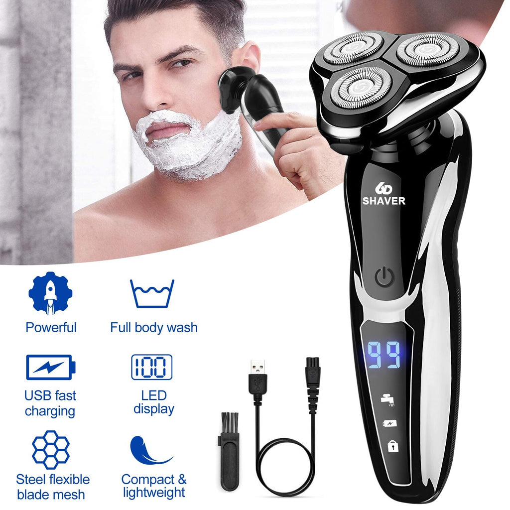 Men's Waterproof Electric Shaver Trimmer with USB Charging & Long Battery Life
