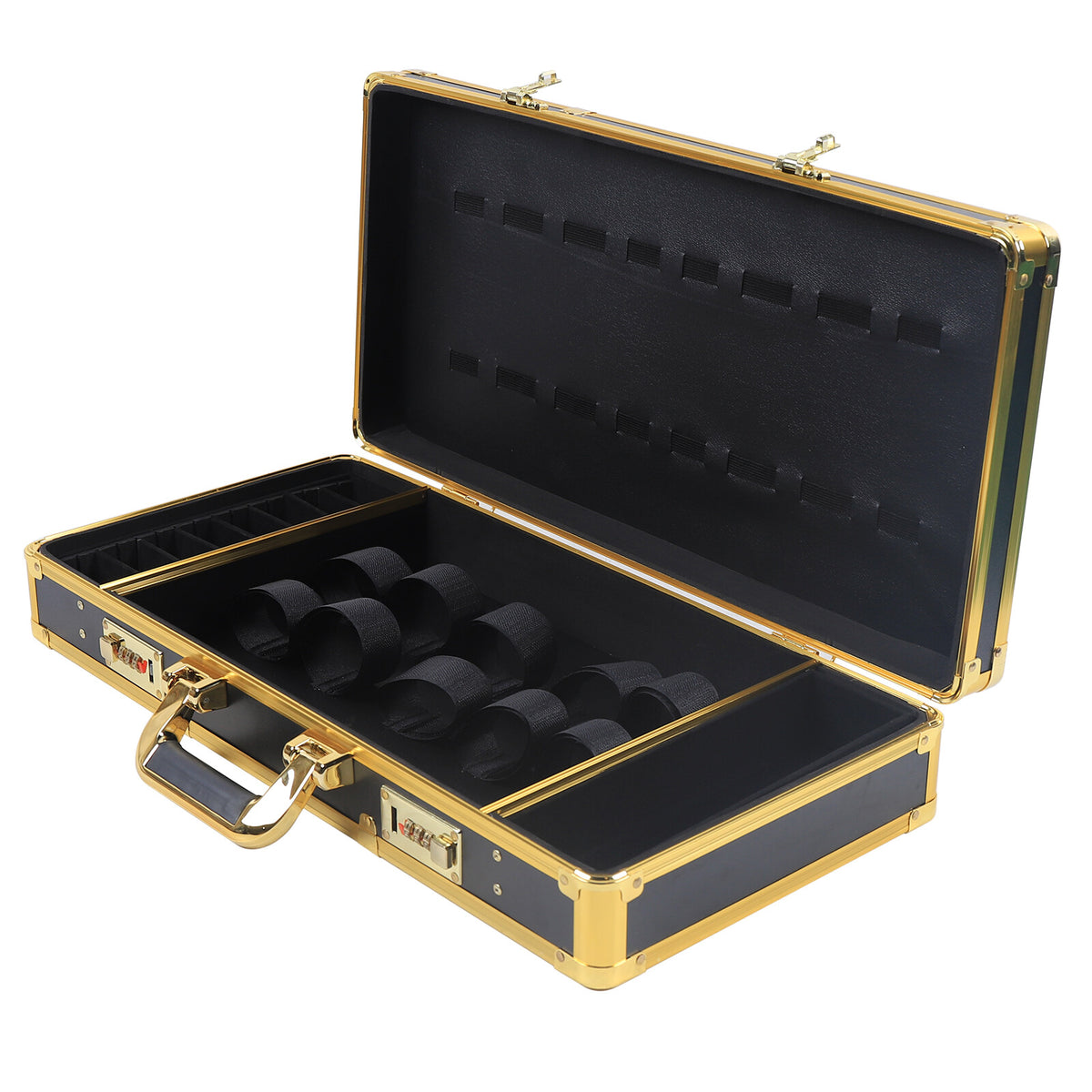 Large Barber Travel Suitcase with Lock Gold - Stylist Tool Organizer