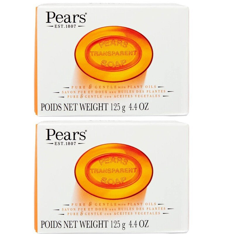 Pears Pure & Gentle Transparent Bar Soap with Plant Oils - Orange, 4.4 oz Pack of 2