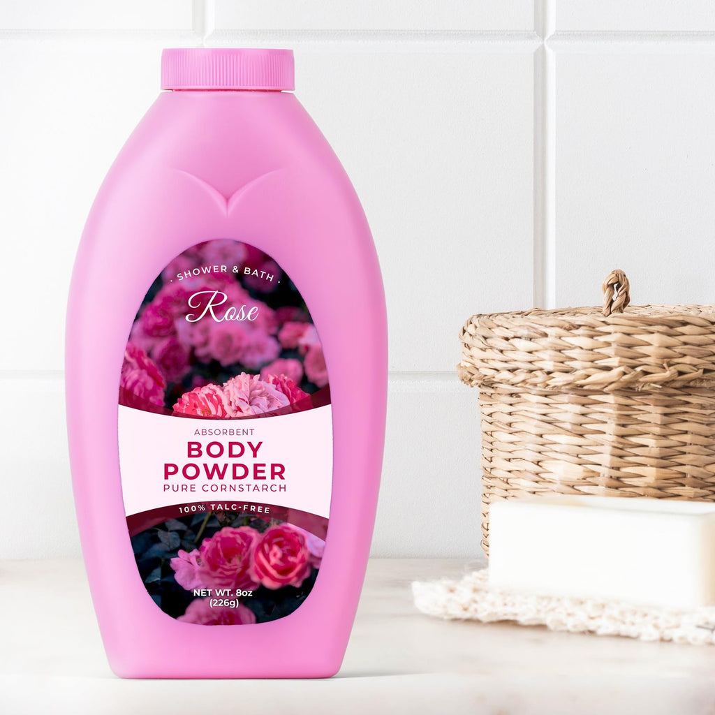 Talc-Free Body Bath Powder for Women with Rose Petals - 8oz