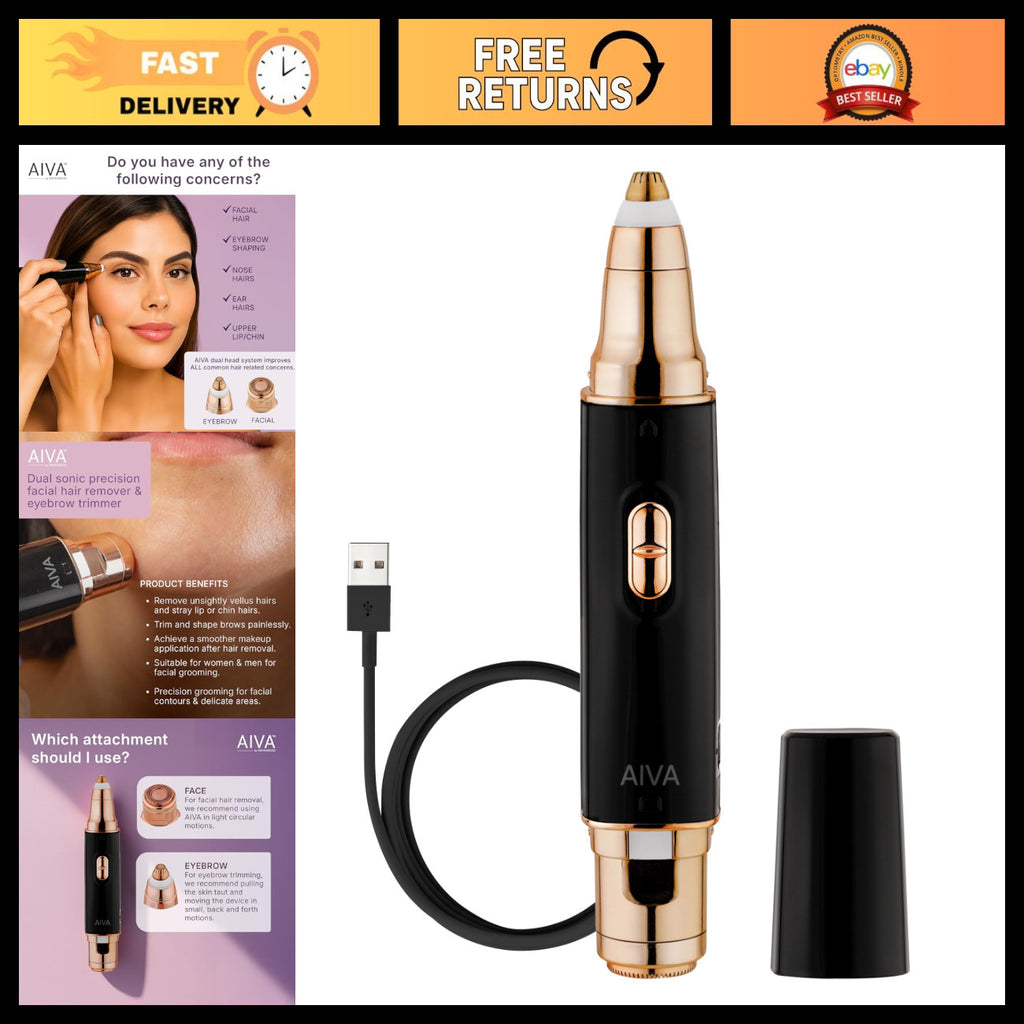 2-in-1 Facial Hair Remover & Eyebrow Trimmer - Painless Hair Removal Tool