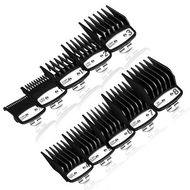 10-Pack Professional Hair Clipper Guard Set - Universal Coded Attachments for Trimming