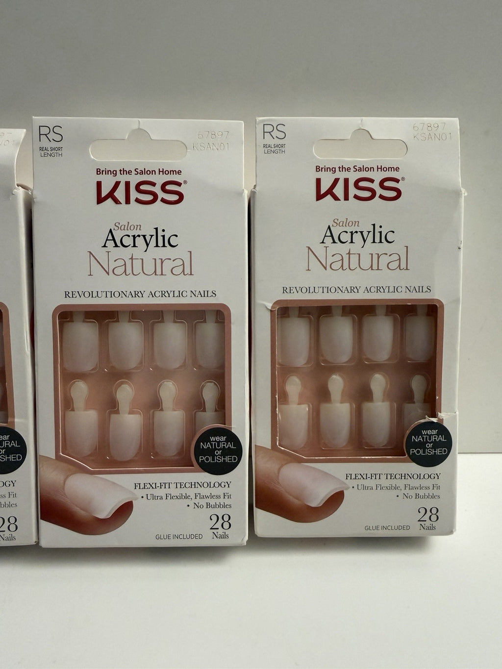Kiss Salon Acrylic Natural Short Nude Nail Tips - 28 Count, Pack of 4