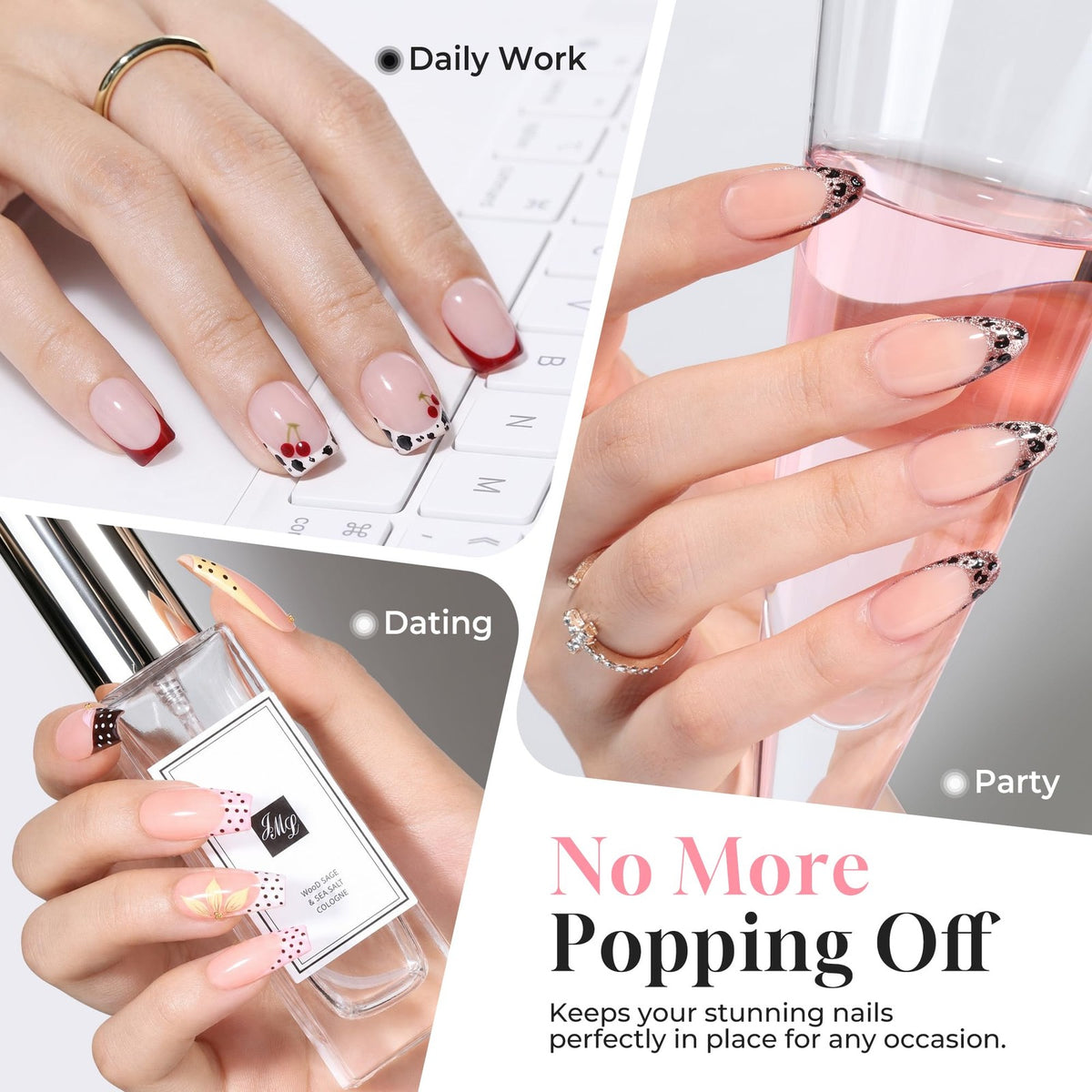 Solid Nail Glue Gel 15ml for Acrylic & Soft Tips - Long Lasting, Cures Under UV/LED Lamp