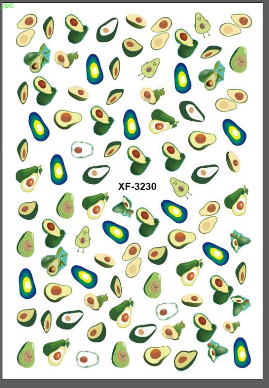 Fruit Nail Stickers Assorted Watermelon Cherry Lemon Peach & Strawberry Decals