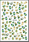 Fruit Nail Stickers Assorted Watermelon Cherry Lemon Peach & Strawberry Decals