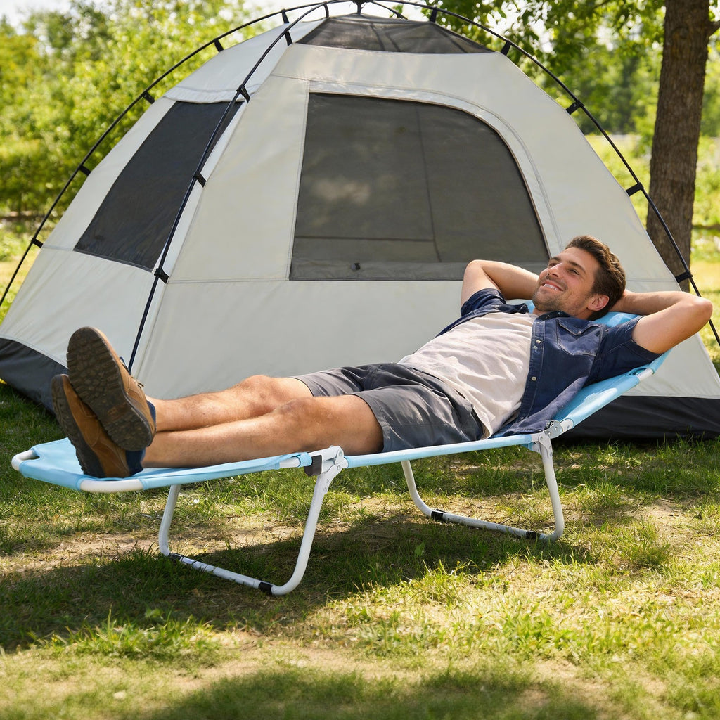 Portable Folding Camping Cot with Mattress & Face Hole for Outdoor Sleep