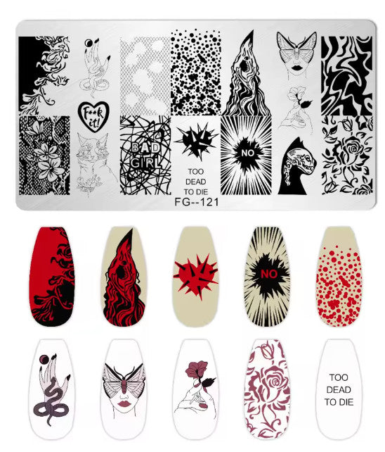 Nail Stamping Plate FG121 Bad Mood Nail Art Tool