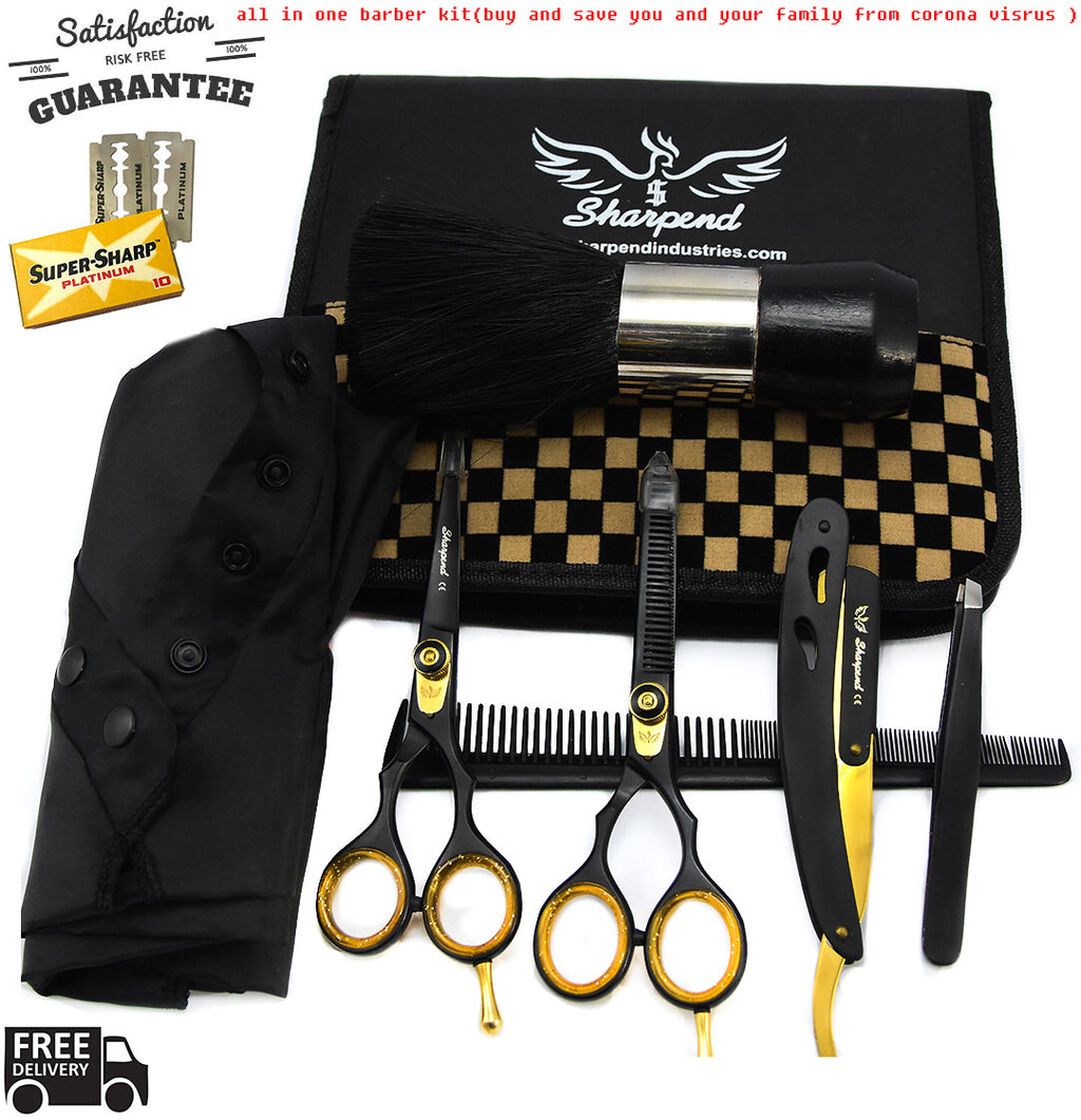 Professional Hairdressing Thinning and Cutting Scissors Set with Free Razor and Accessories