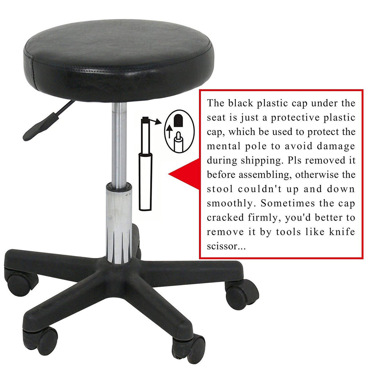 Adjustable Hydraulic Swivel Salon Stool Chair PU Leather Seat for Beauty & Tattoo