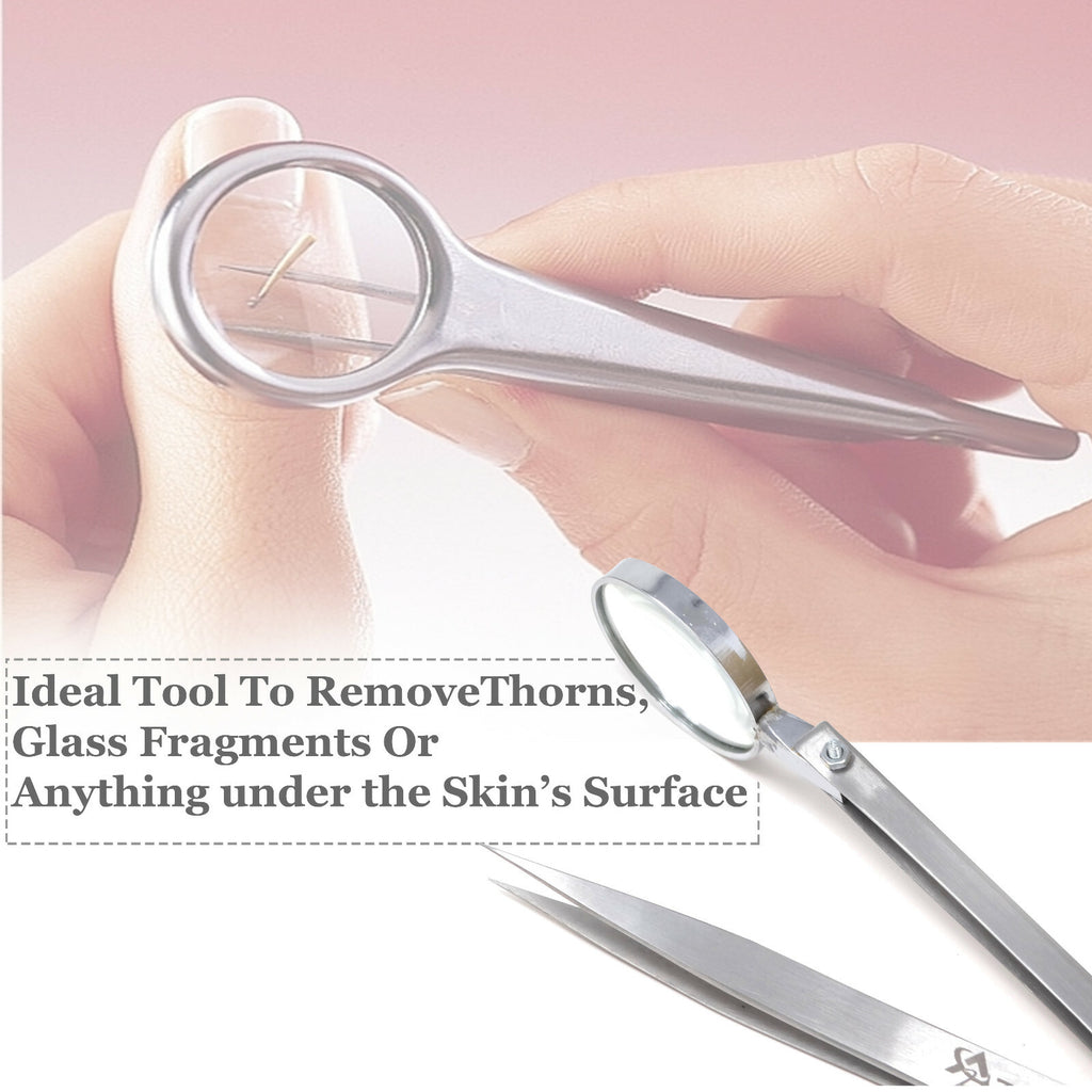 Facial Ingrown Hair & Splinter Removal Tweezers with Magnifying Glass - Multiple Styles