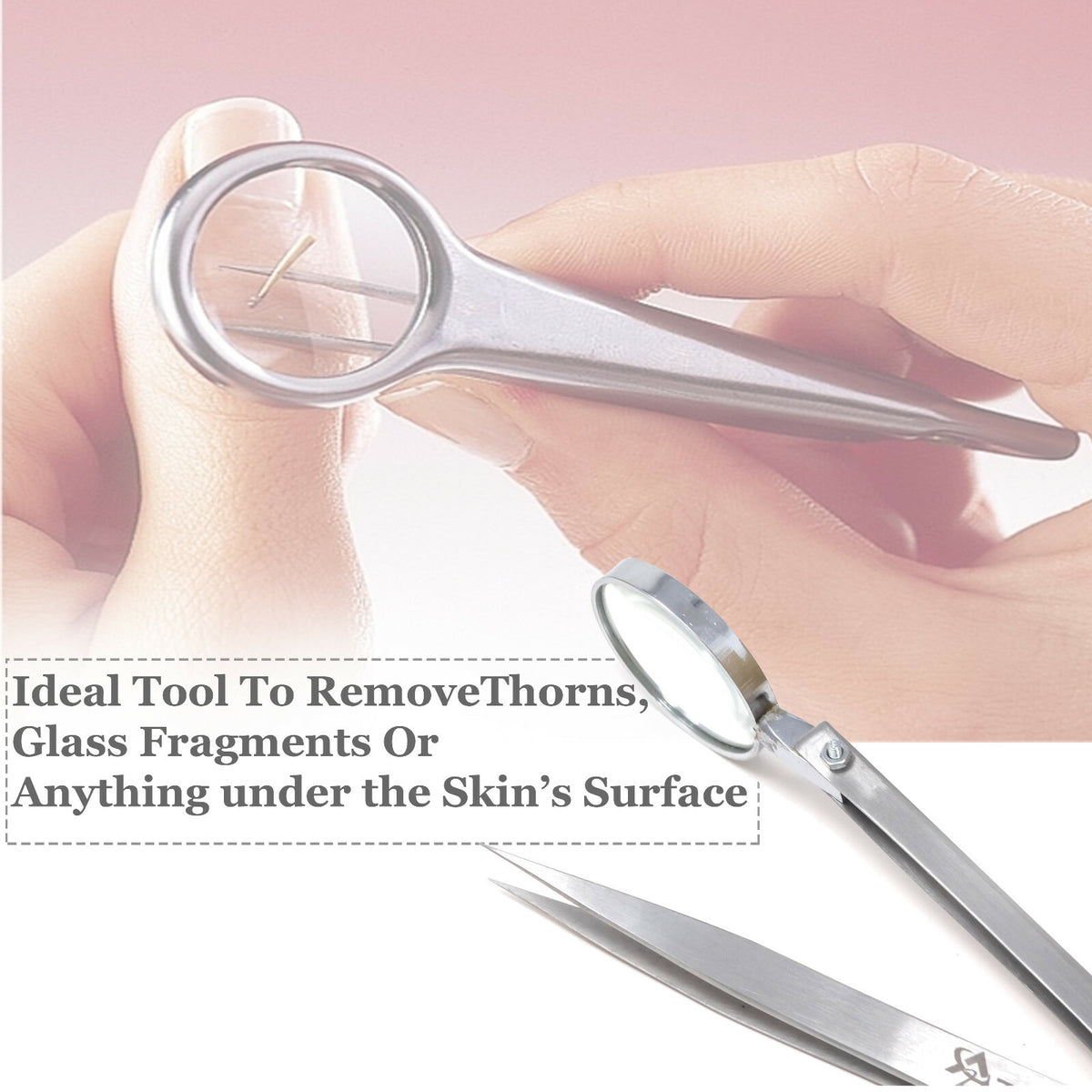 Facial Ingrown Hair & Splinter Removal Tweezers with Magnifying Glass - Multiple Styles