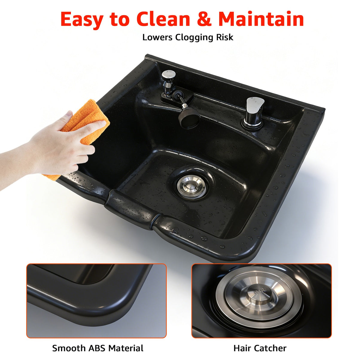 Wall Mount Hair Wash Basin for Salons and Home Use - ABS Shampoo Sink with Vacuum Breaker