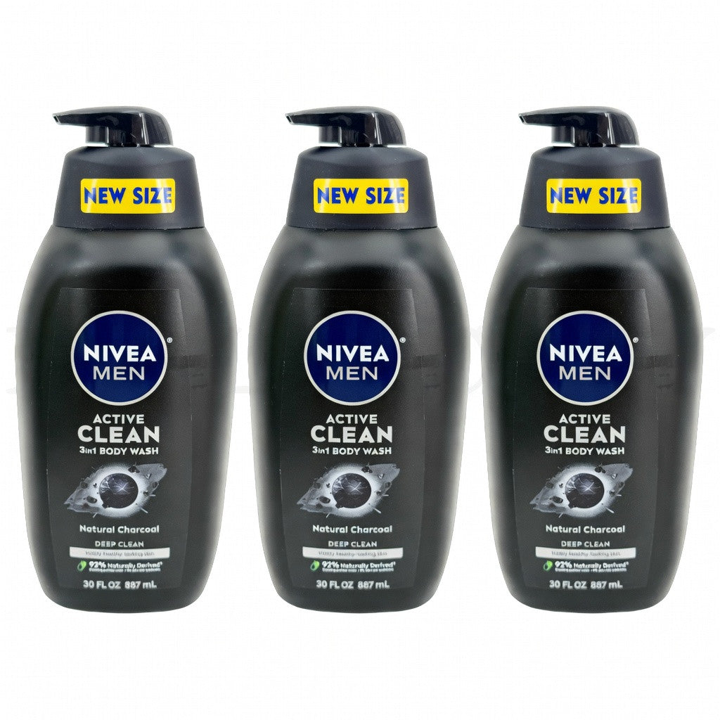 Men’s Charcoal Body Wash 30oz - 3 Pack, Deep Cleansing, Natural Ingredients