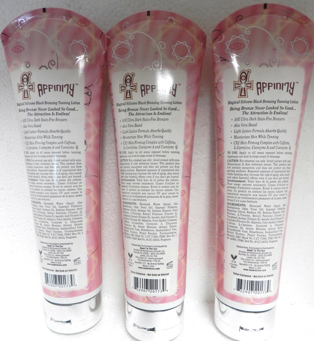 Lot of 3 Silicone Black Bronzer Tanning Bed Lotions by Bask - 9.5 oz