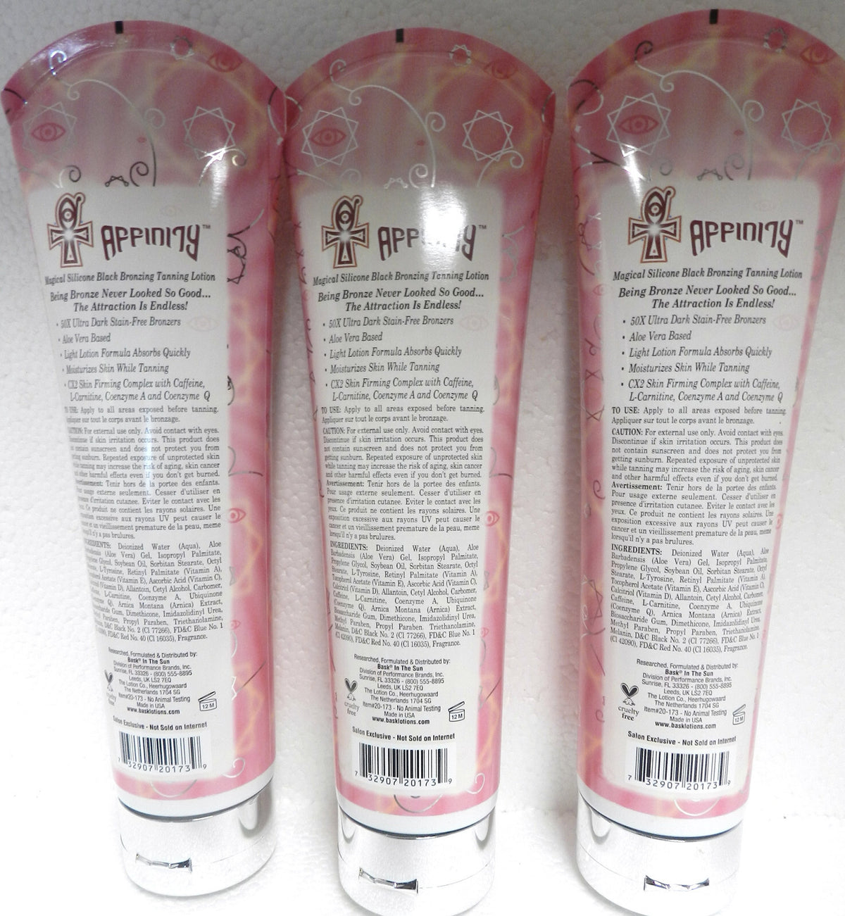 Lot of 3 Silicone Black Bronzer Tanning Bed Lotions by Bask - 9.5 oz