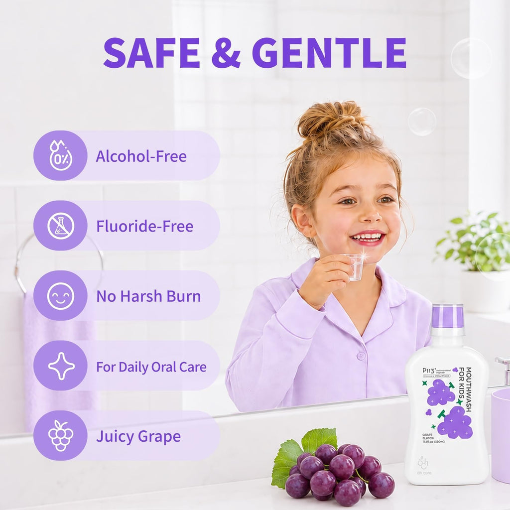 Kids Alcohol-Free Strawberry Mouthwash - Gentle Fluoride-Free Oral Rinse