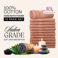 100% Cotton Hand Bath Towels Set for Spa Hotel Salon - 12 Dark Beige