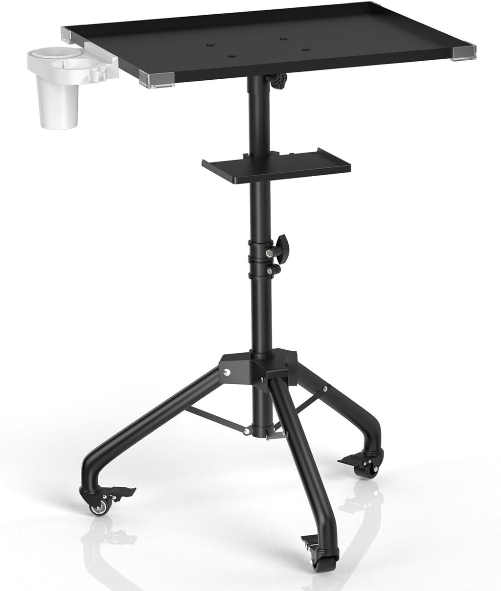 Salon Service Tray with 2 Levels and 360° Casters - Adjustable Height