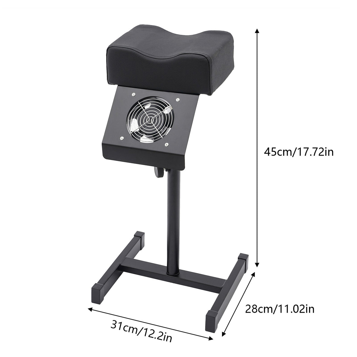 Adjustable Pedicure Footrest with Dust-Collecting Fan, Black, 48-68cm