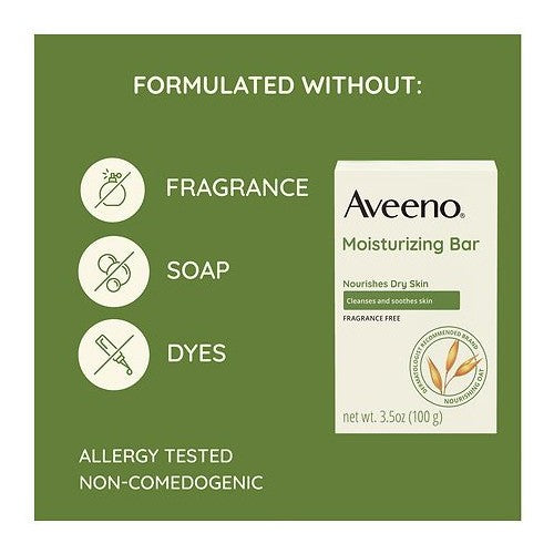 Aveeno Moisturizing Bar Soap for Dry Sensitive Skin 3.5oz Fragrance-Free