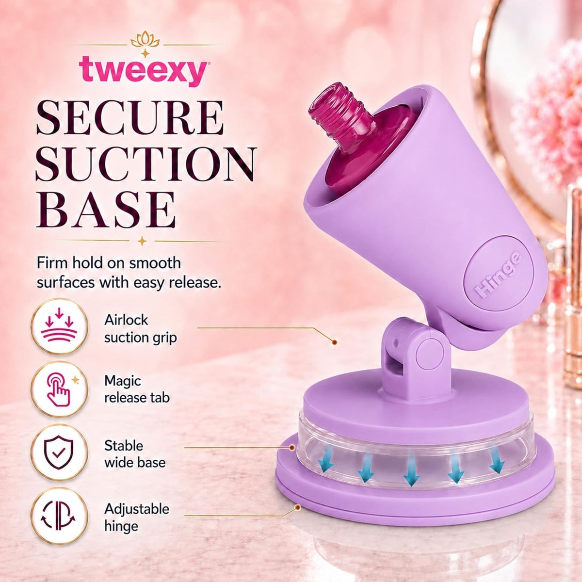 Hinge Nail Polish Holder with Smartgrip Technology - Mess-Free, Adjustable for All Bottles