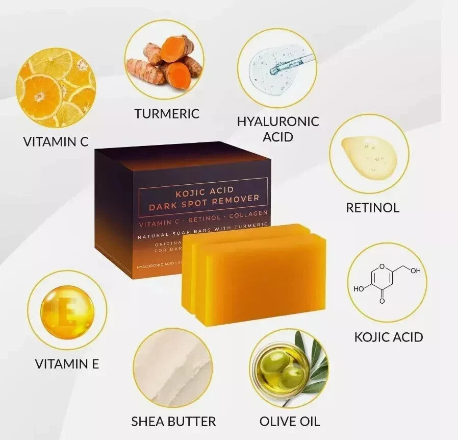 Kojic Acid Dark Spot Correcting Soap Bars with Vitamin C Retinol Collagen