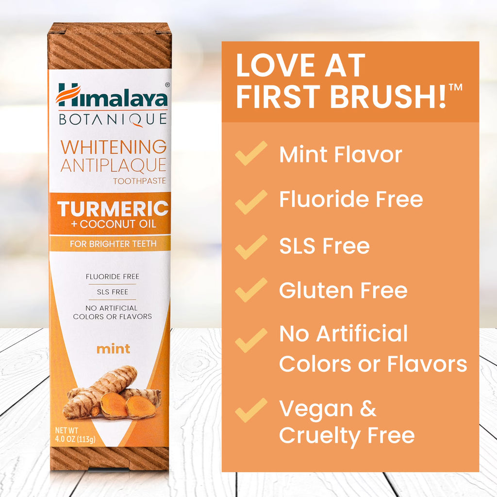 Turmeric Whitening Antiplaque Toothpaste with Coconut Oil - Pack of 4