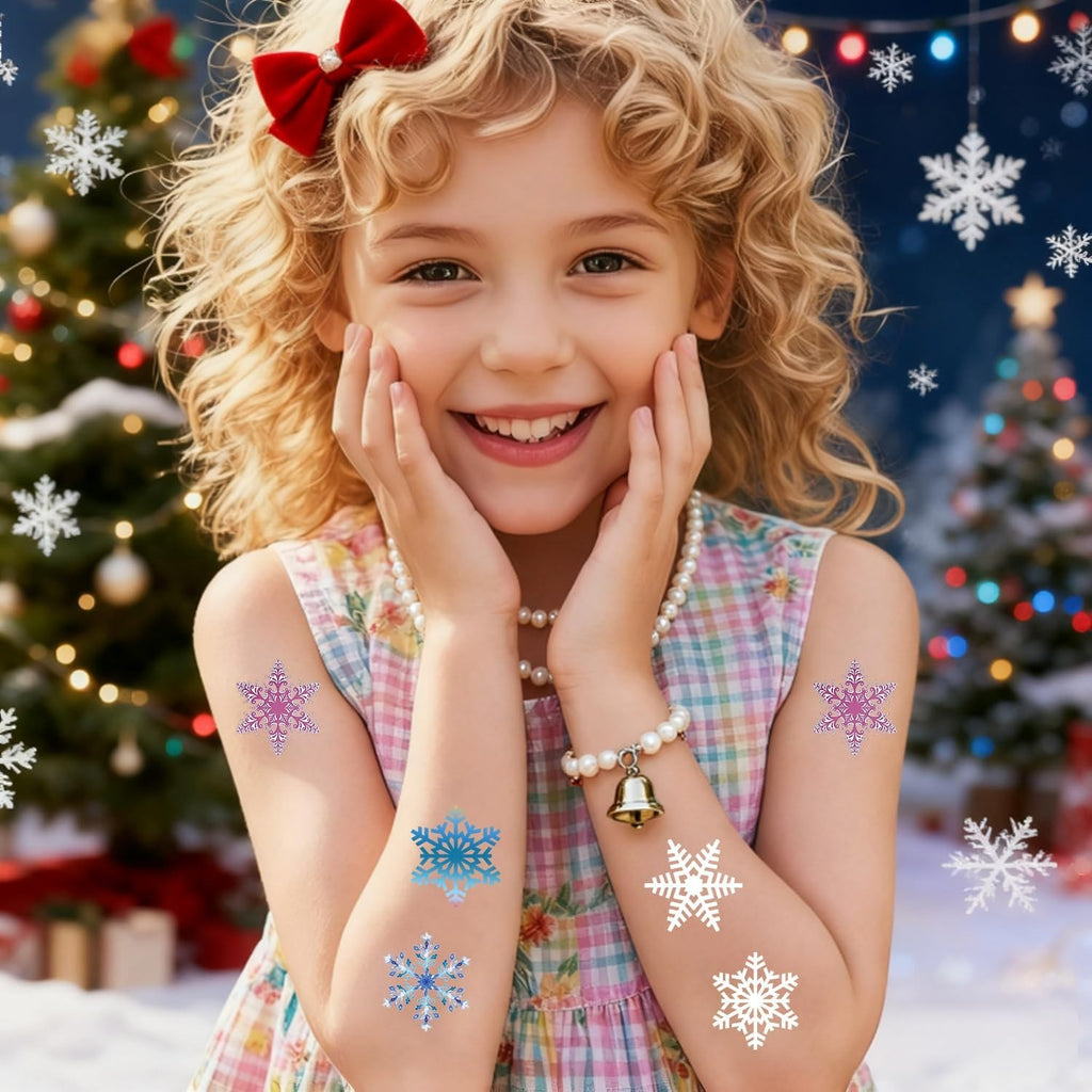 Christmas Snowflakes Temporary Tattoos for Kids Waterproof & Safe