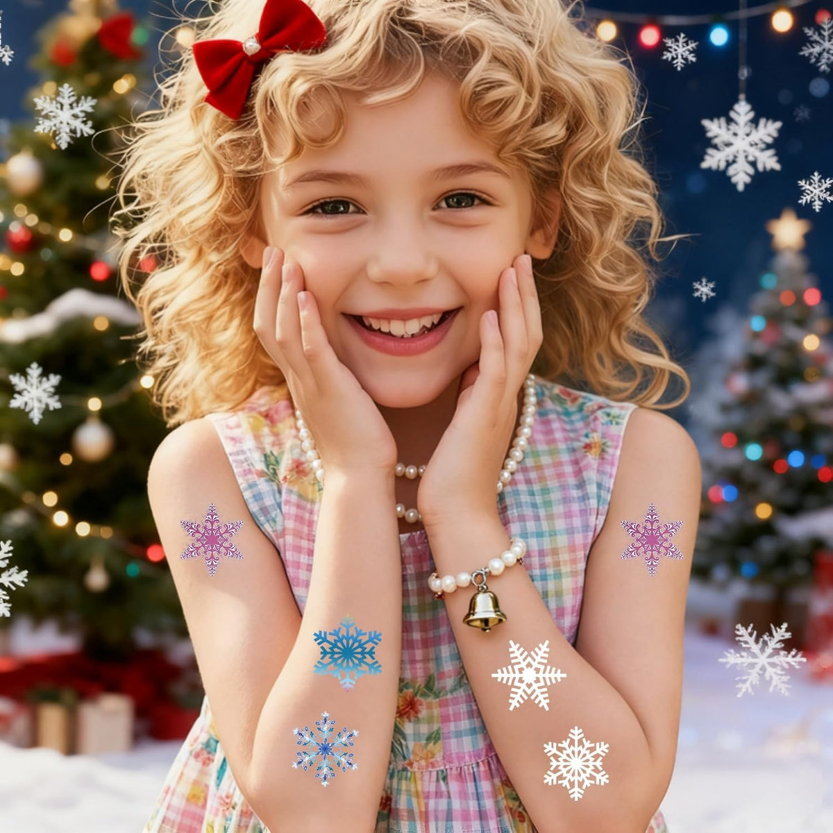 Christmas Snowflakes Temporary Tattoos for Kids Waterproof & Safe