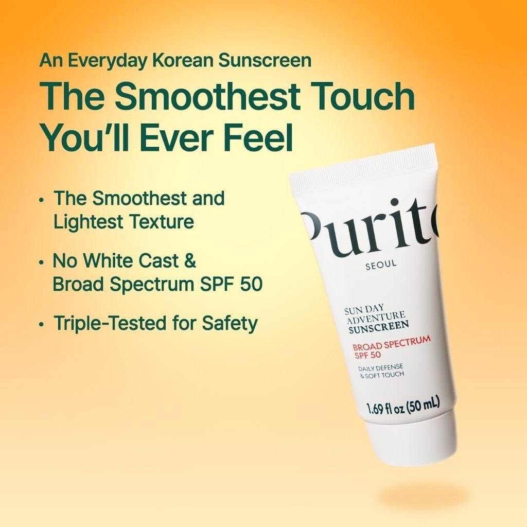 Purito SPF 50 Broad Spectrum Sunscreen - 50ml Light, Hydrating, Makeup-Friendly