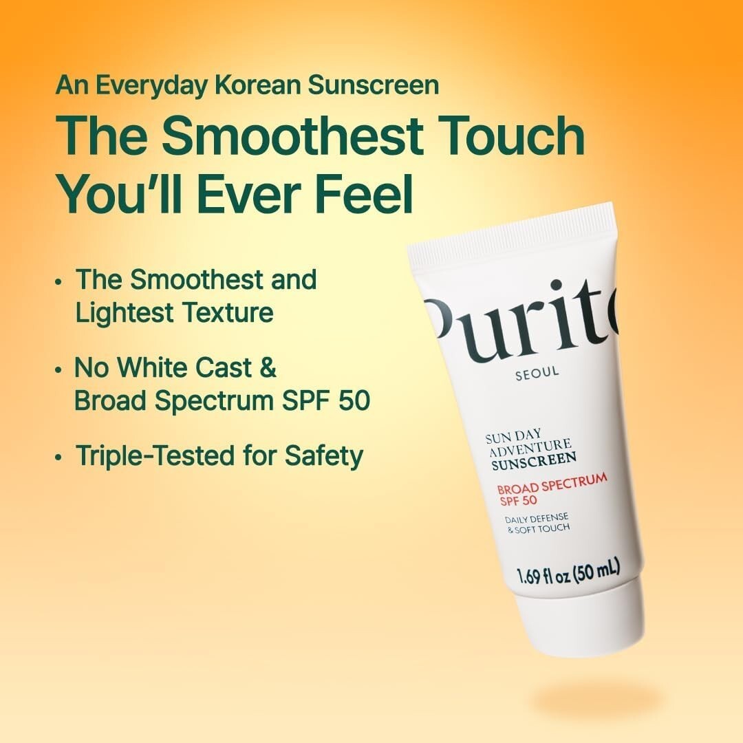 Purito SPF 50 Broad Spectrum Sunscreen - 50ml Light, Hydrating, Makeup-Friendly