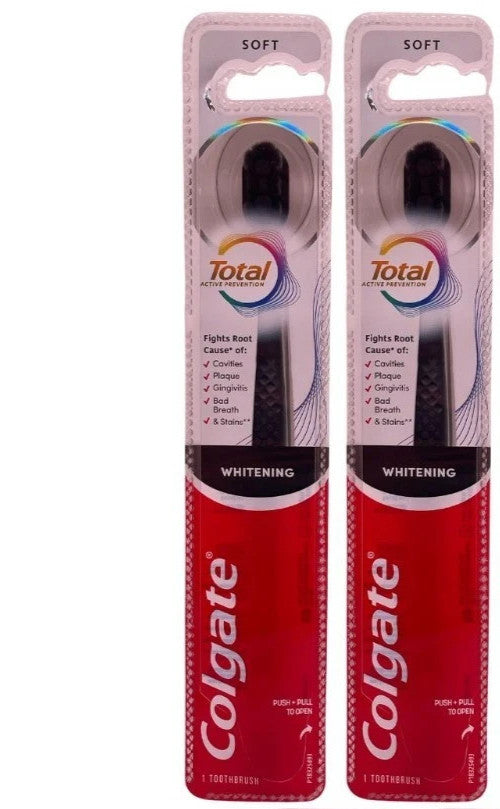 Colgate Total Active Prevention Whitening Soft Toothbrush Black 2 Pack