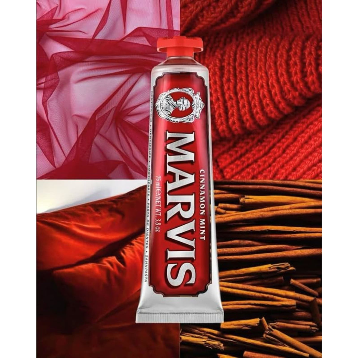 Marvis Cinnamon Mint Toothpaste 3.8 oz Spicy Sweet Flavor Made in Italy