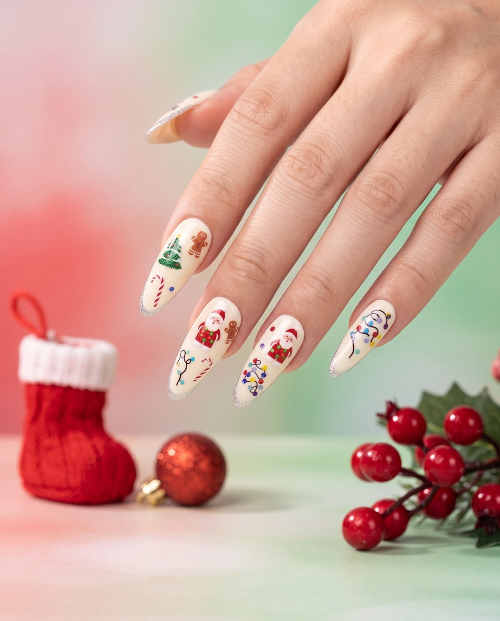 3D Christmas Nail Decals Nail Art Stickers Set for Festive Manicure