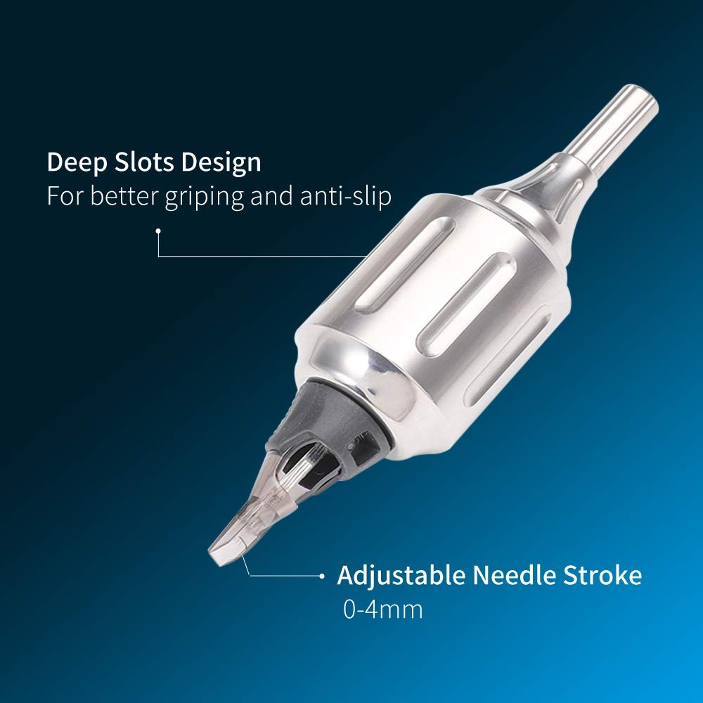 Heavy CNC 316L Stainless Steel Cartridge Tattoo Grips, 32mm Adjustable