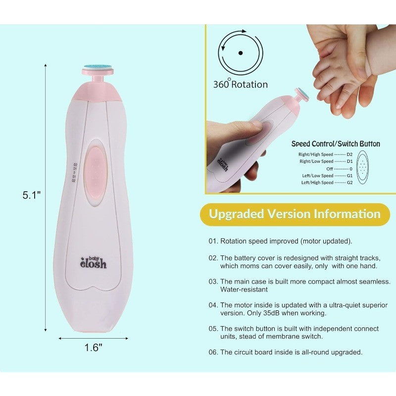 Electric Baby Nail File Trimmer Set with LED Light & 12-Unit Gift Pack