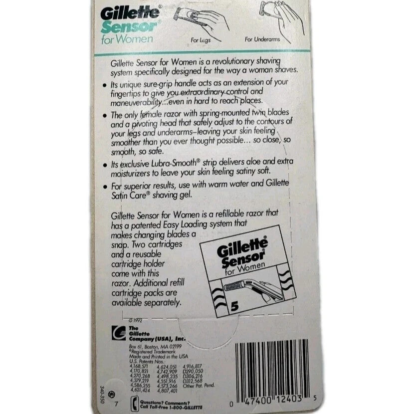 Gillette Sensor Women's Razor Handle with 2 Refills - All White, Vintage