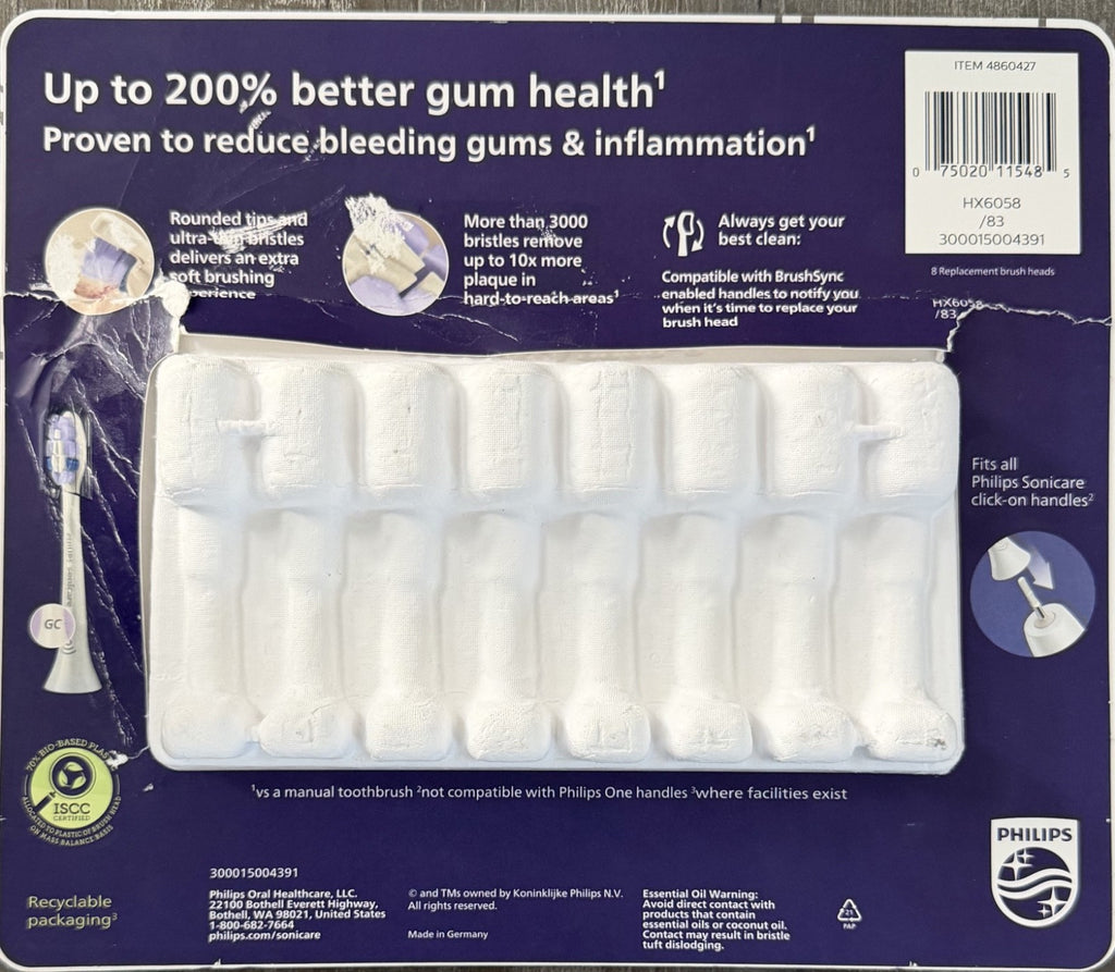 Philips Sonicare GC Gentle Clean Replacement Toothbrush Heads 8 Pack
