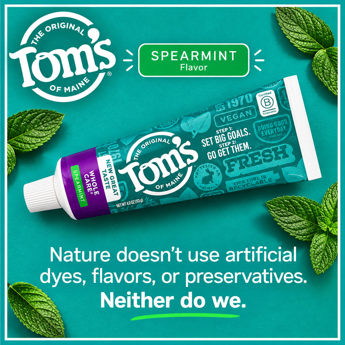 Natural Fluoride Toothpaste with Spearmint - 3 Pack, 4 oz Tubes