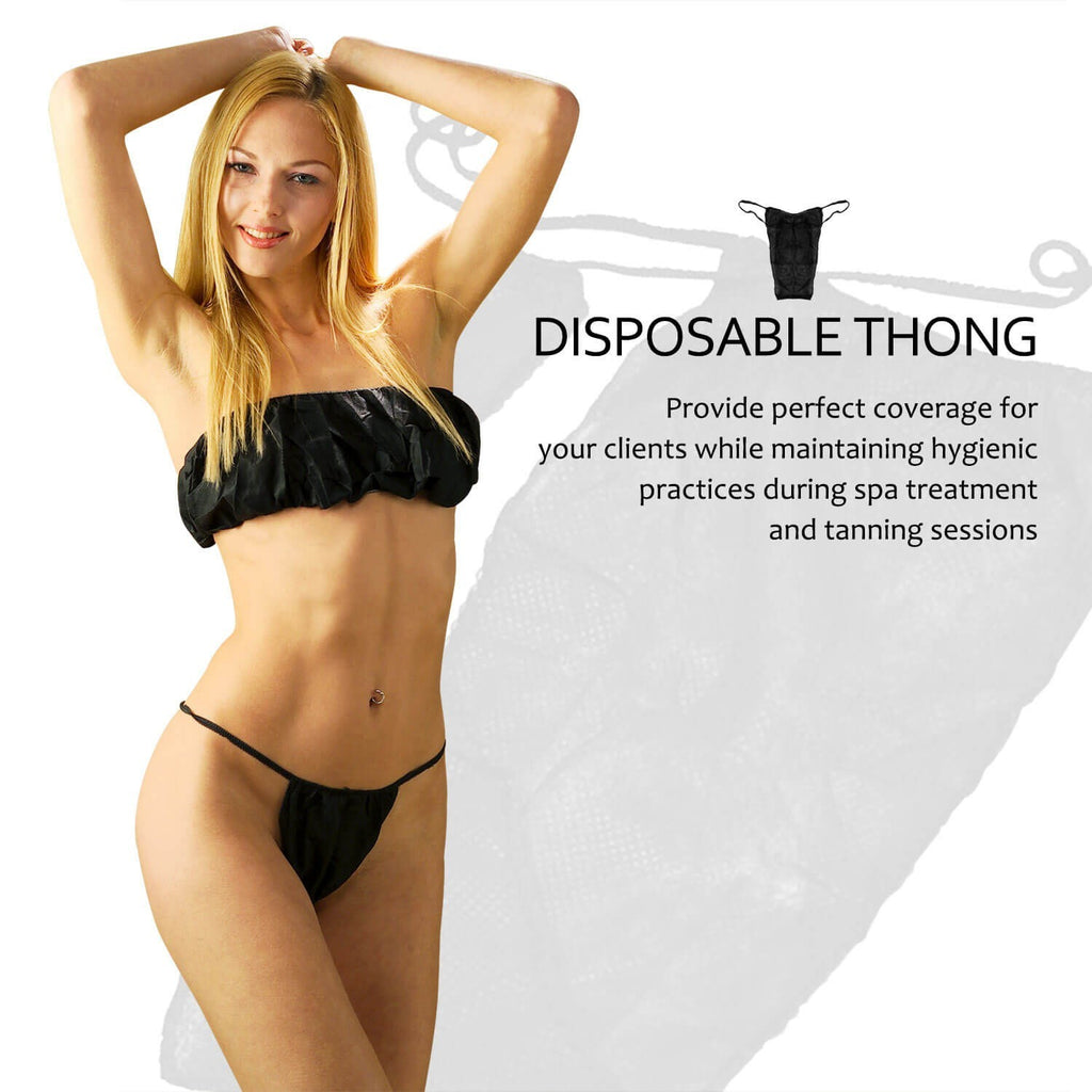 Disposable Women’s Spa Thong Panties - Tanning, Travel & Salon Use 12-Pack