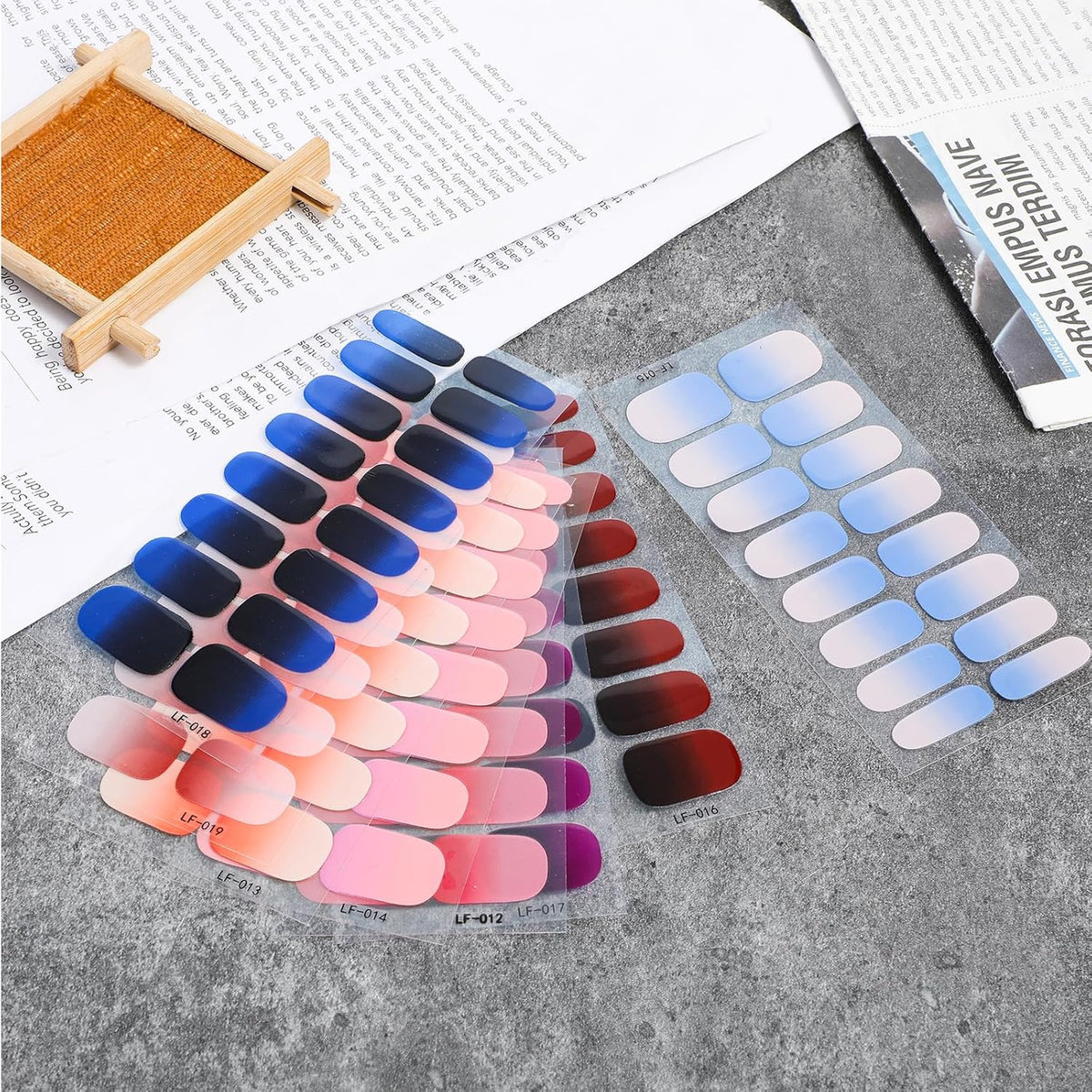 Gel Nail Stickers 8 Sheets Semi-Cured UV Ready Nail Wraps for Salon-Quality Manicure