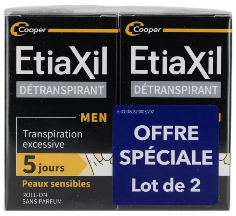 Men's Anti-Perspirant Deodorant Roll-On Sensitive Skin 2 Pack 15ml