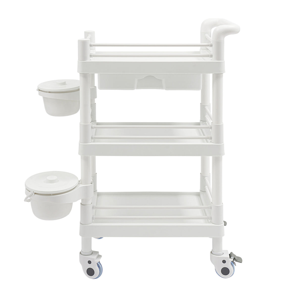 Salon Trolley Cart with 3 Tiers and 2 Garbage Baskets - Rolling Beauty Storage Station