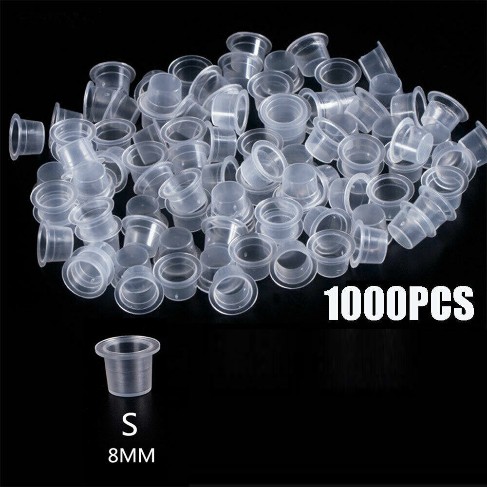 1000Pcs Ink Caps Small Plastic Cups for Tattoo Pigment Ink - 8mm