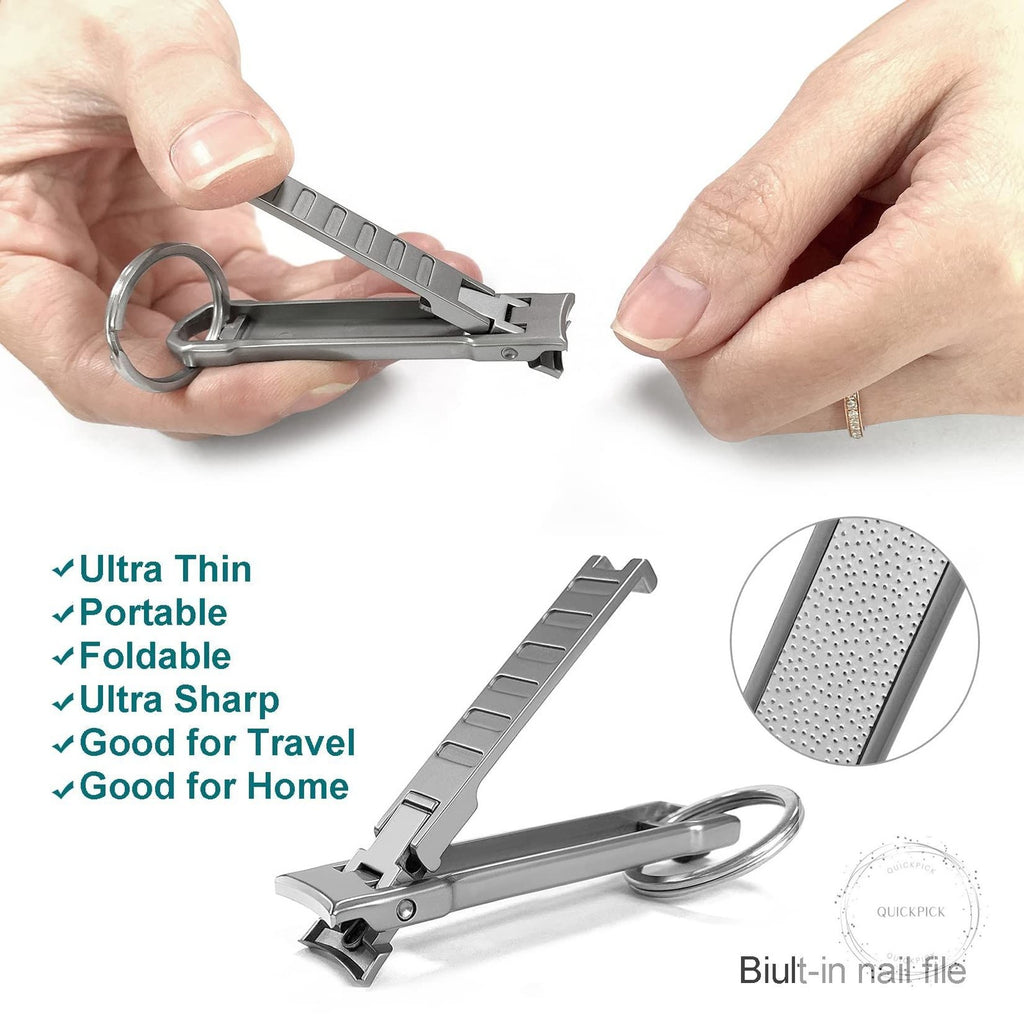 Ultra-Thin Mini Travel Nail Clippers Set with Nail File & Case